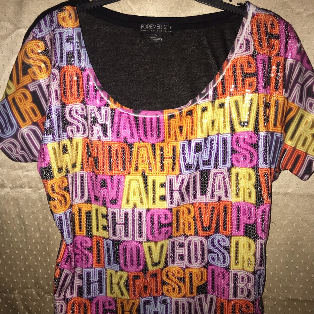 Sequin alphabet t-shirt